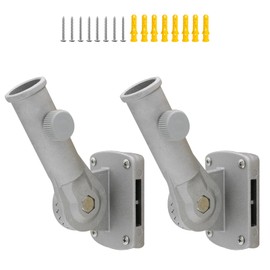 NQ Flag Pole Holder Adjustable, Flag Pole Bracket for Outside House Heavy Duty Aluminum, Multi-Position Flag Pole Mounting Bracket Rust Free with Hardwares, 1" Inner Diameter (Silver- 2 Pack)