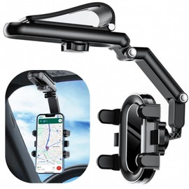 EU SOU Smartphone Holder, Clip Type, Sun Visor, Car, Smartphone Stand, In-Car Holder, Car Stand (Black)