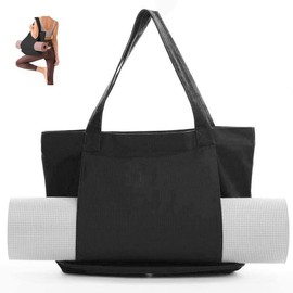 Wanfoou Yoga Mat Bag, Durable Yoga Mat Bag for Women, Extra Wide Pilates with Large Capacity and Plenty of Room for Other Items, Women Gym, Black