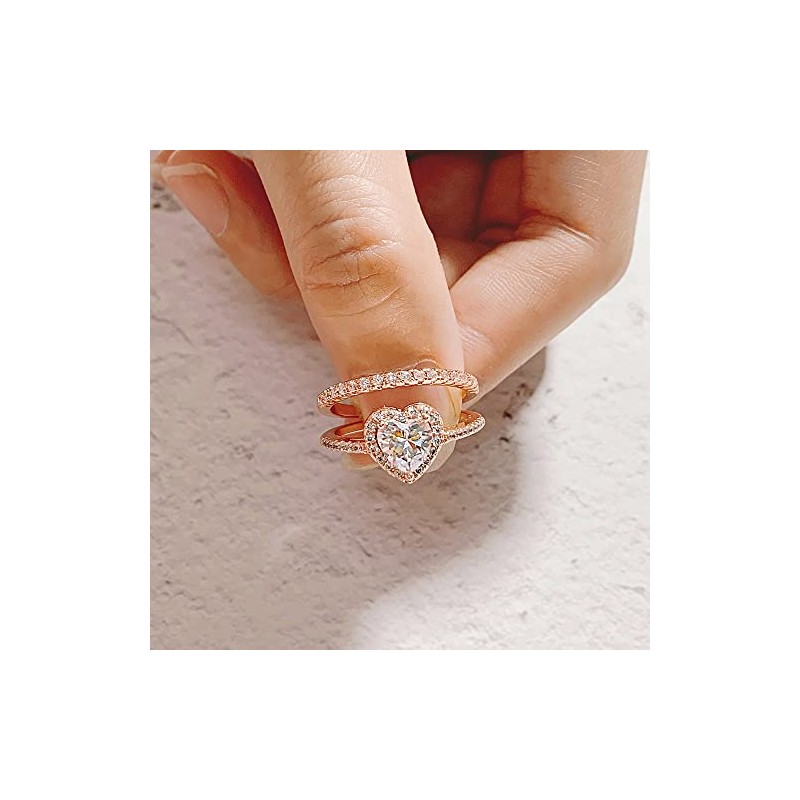 Jude Jewelers Rhodium Plated Heart Shaped Engagement Eternity Bridal Anniversary