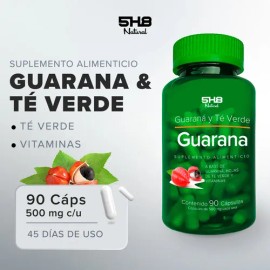 5h8 Suplemento De Guaraná 90 Cápsulas 450mg Té Verde Cafeína Sabor Sin sabor