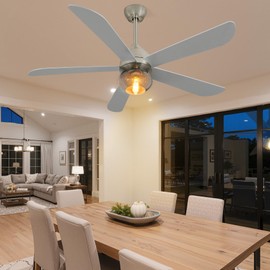 YITAHOME Ceiling Fans with Lights, Unique Designs for Glass Lampshade and Fan Blades, 52 Inch Modern Ceiling Fan, 6 Speeds, Reversible Quiet DC Motor Fan for Living Room, Dining Room, Bedroom, Nickel