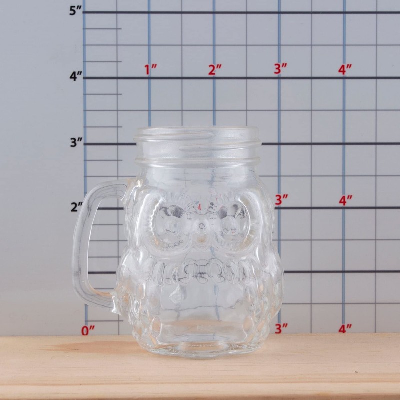 BARCONIC® MINI OWL GLASS MASON JAR WITH HANDLE - 4
