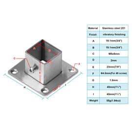 eoere 20 PCS 3/4" Square Newel Post Flange Base, Deck Connectors for 3/4" x 3/4" Baluster Fittings