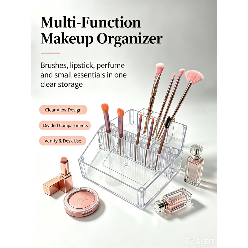 Makeup Tray Organizer Box Crystal Clear Acrylic