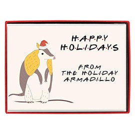 Graphique Holiday Armadillo Cards - Pack of 15 Cards with Envelopes - Christmas Greetings - Glitter Accents - Boxed Set - 4.75" x 6.625"