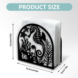 Dekorativer Serviettenhalter Aus Schwarzem Metall Seepferdchen Korallenmotiv Den Tisch Serviettenhalter Ozeanmotiv 12 x 12 x 5cm Zuhause Küche Restaurant Picknick Party Kaffeebar Esszimmer