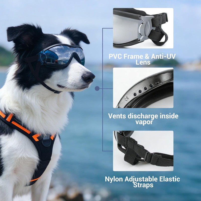 NAMSAN Dog Goggles Medium to Large Breed, Anti-UV Sunglasses for