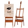DJAR Medium Wooden H-Frame Art Easel with Storage Drawer, Walnut