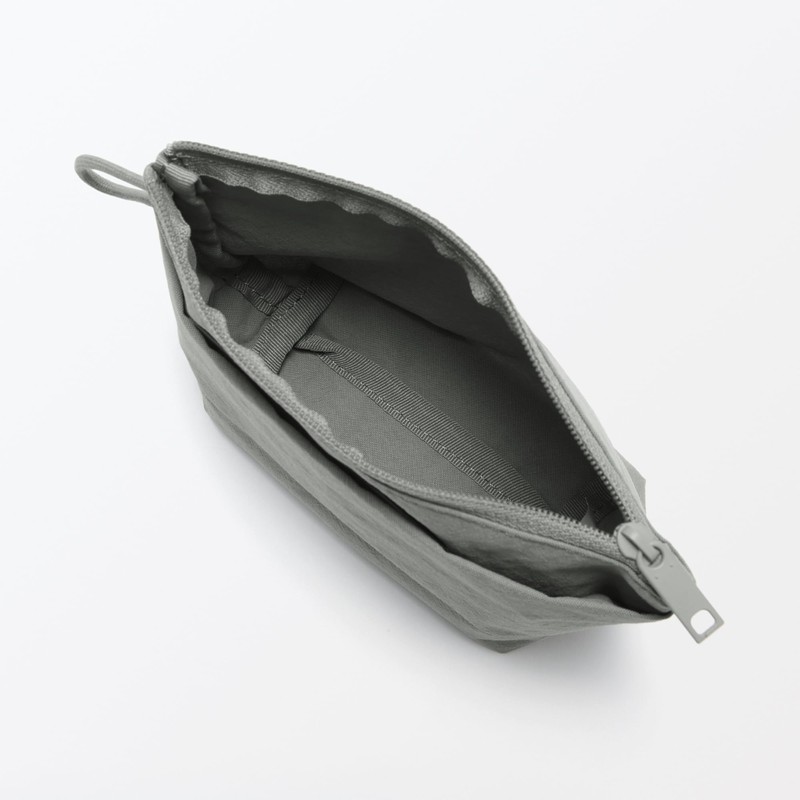 MUJI 84475658 Wrinkle Nylon Pouch with Gusset, Gray, S, Approx.