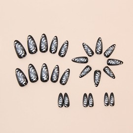 BHIDENAW Press On Nails Short False Nail Fake Nails Kit Includes 24 pieces Reusable Artificial Stick on Nails for Women (A10)