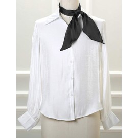 Allegra K Neckerchief Ribbon Scarf, Plain, Thin Belt, Hair Ornament, Bag Decoration, Long, Women's, Black