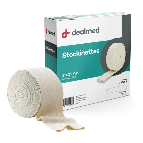 Dealmed Calcetines de algodón – 25 yardas x 3 pulgadas, paquete de 1, mangas tubulares para protección de la piel y mantener los apósitos en su lugar