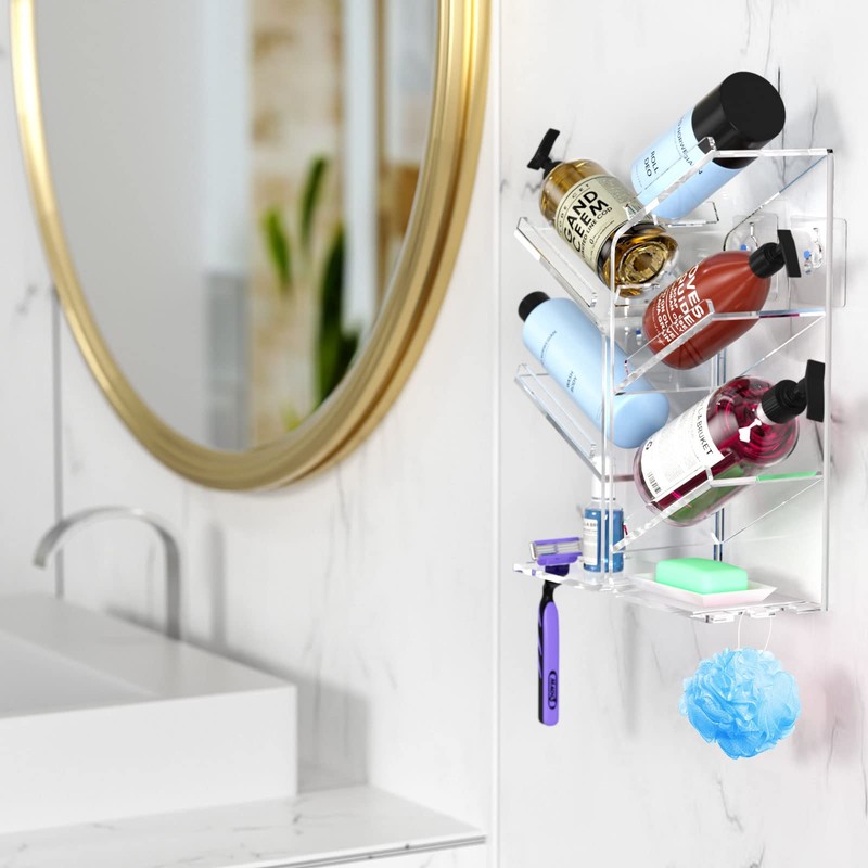 AITEE Acrylic Bathroom Organizer Shower Caddy, Clear Shampoo Holder Organizer