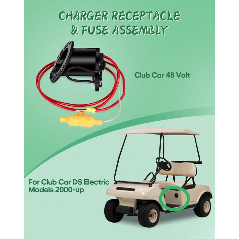 ILVGOLF 48 Volt Charger Receptacle and Fuse Assembly for Club