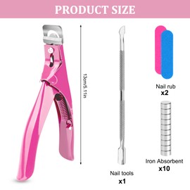 Stainless Steel Nail Clippers, Bottle Opener with 10 Adjustable Magnets, Nail Clippers for Acrylic Nails and False Nails, Manicure Tool for Salon and Home (Pink)