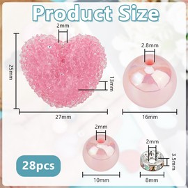 DELORIGIN 28 Stück Strass Herz Fokusperlen Für Stifte Acryl Glitzerperlen Strass Abstandsperlen Für Perlenfähige Stifte Schlüsselanhänger Armband Halskette Ohrringe