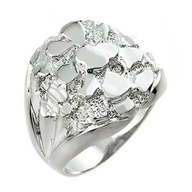 Men's 925 Sterling Silver Nugget Band Ring (Size 8)