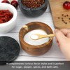 HESHIBI Wooden Salt Cellar Box with Marble Lid & Spoon,