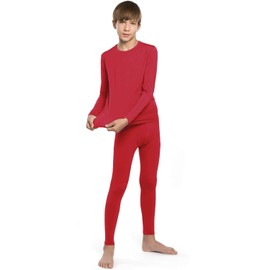 ViCherub Thermal Underwear Set for Boys Long Johns Fleece Lined Kids Base Layer Thermals Sets Boy Red XL