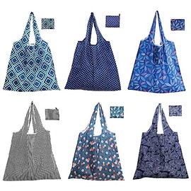 [6 Piezas]Bolsas Plegables Reutilizables, Bolsas de Comestibles, Bolsa De Compra Ecológico, Alta Capacidad, Bolsas de Supermercado para Frutas,Verduras y Despensa Paquete de Compra