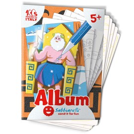Sabbiarelli Sand-it For Fun Album The Gods of Olympus: 5 Pre-Glued Paper for Painting with Sand, Sand Pictures for Children from 5+