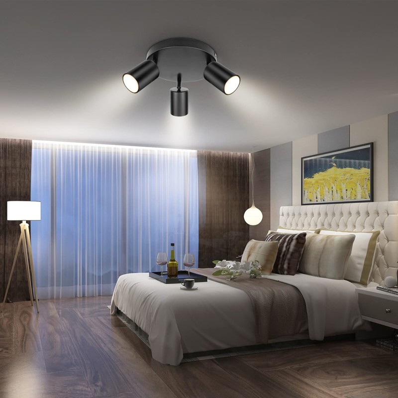 Dehobo Ceiling Spotlight Indoor in Matt Black - 3 Adjustable