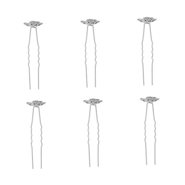 Vaguelly 6pcs Bridal Snowflake Hairpins with Rhinestones Elegant Shaped Hair