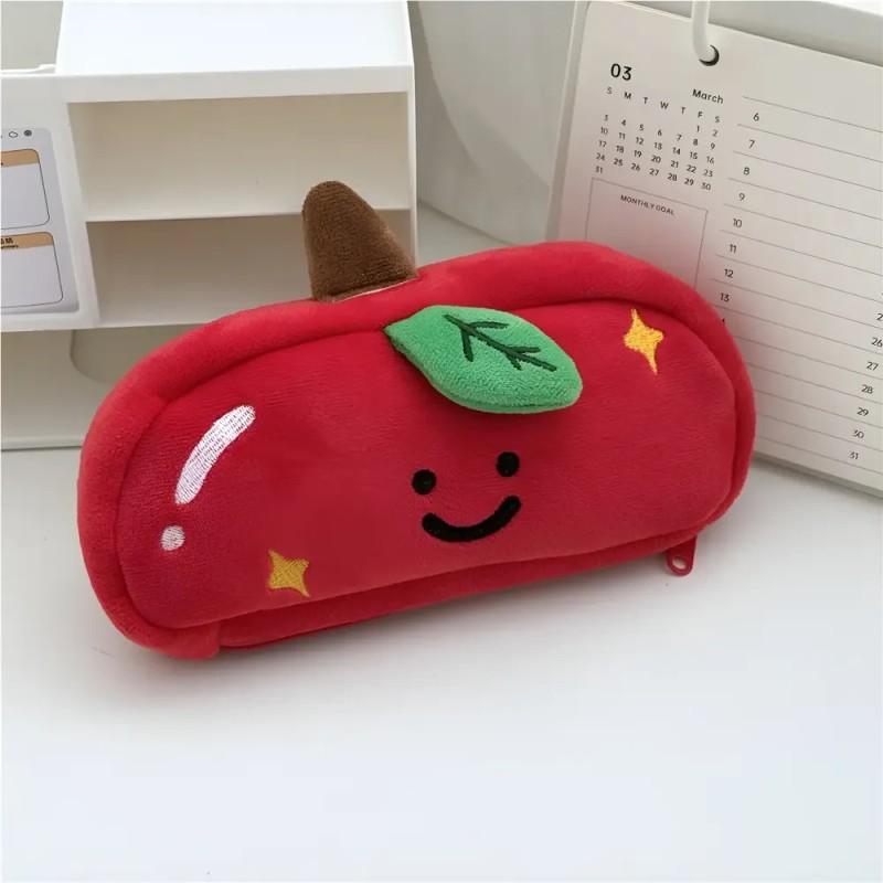Estuche For Lápices Con Forma De Manzana Roja Sonriente De