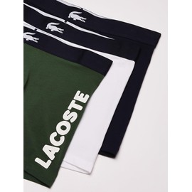 Lacoste Men's Cotton Stretch Big Croc Print Boxer Briefs, 3-pack, Dusty Olive/Navy Blue/White (New), Small