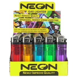 Neon Gas Disposable Lighters Perfect Strike Every Time Pack Of 50