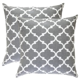 TreeWool, (2 Pack) Cushion Covers Trellis Accent in Cotton Canvas (40 x 40 cm, Graphite)