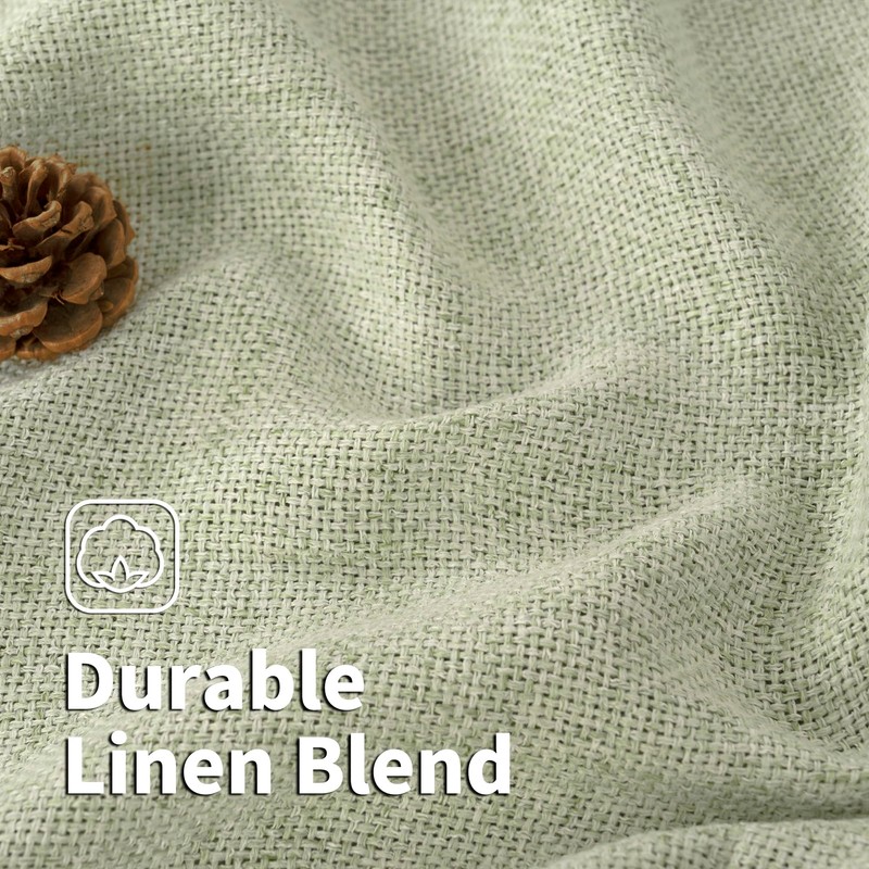 BGment Sage Green Linen Curtains 84 Inch Length 2 Panels