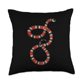 Coral Snake vintage Serpent Red Black Coral Snake Educational Vintage Throw Pillow, 18x18, Multicolor