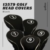 Black Golf Zipper Head Covers Driver 1 3 5 7