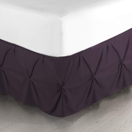 Nestl Pinch Pleat Bed Skirt, Pleated Wrap Around Bed Skirt, Easy Fit 14” Inch Pintuck Bed Skirt, Premium Microfiber Ruffle Bed Skirt Luxury Bedskirt, Hotel Quality Bed Ruffle, Queen Bed Skirt Eggplant