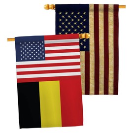 World Cup Belgium USA Friendship American Flag Banner Pack Patio Lawn Garden Patriotic Outdoor Decorations Indoor Tapestry Yard Signs Art FIFA Gifts Team Qatar Trophy Soccer Game Football Made in USA