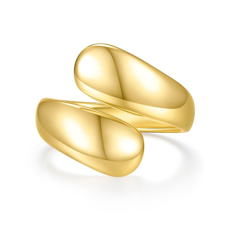 MINDDHA 14K Gold Plated Chunky Open Twist Stackable Rings for