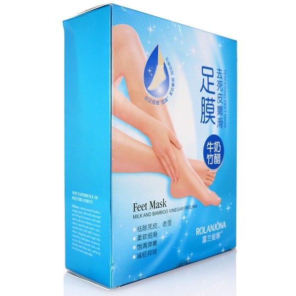 ROLANJONA 7pairs=14pcs Milk Bamboo Vinegar Remove Dead Skin Foot Skin Smooth Exfoliating Feet Mask Foot Care
