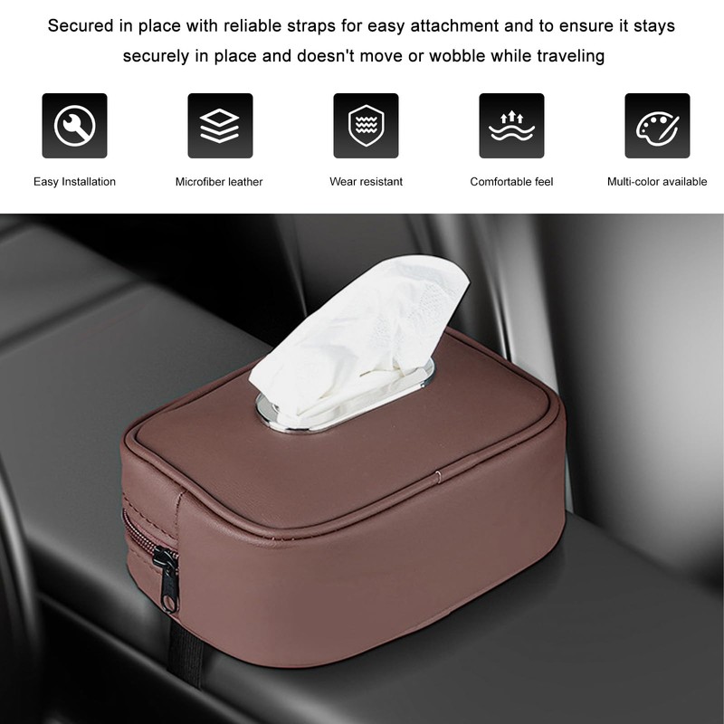 BWBWND Car Tissue Holder, Leather Backseat Rectangular Tissue Box Cover