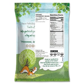 Organic Cranberry Beans, 5 Pounds – Non-GMO, Dried Borlotti Beans (Romano Beans), Sproutable, Vegan, Kosher, Bulk. High in Folate, Fiber, Protein. Product of the USA. Perfect for Stews, Soup, Salads.