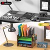 4-Tier Mesh Desk Organizer, Wooden Desk File Organizer with 5