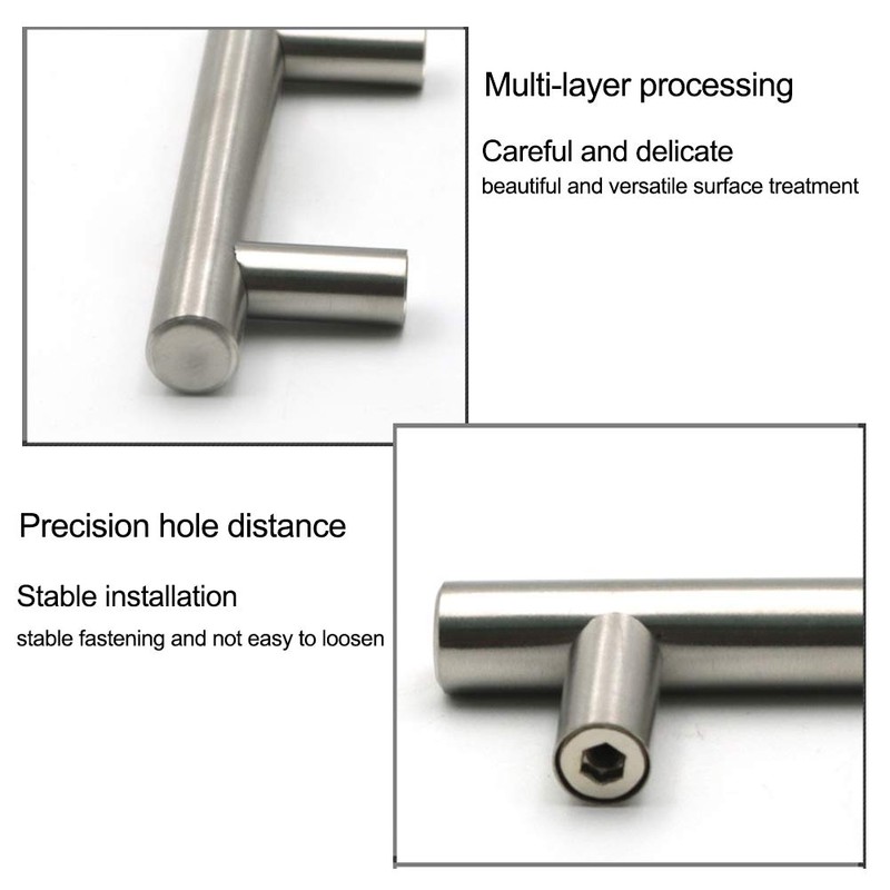 ANSIEDIO 6 Pack Cupboard Handles, Stainless Steel T Bar Kitchen