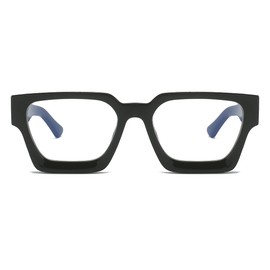 JOVAKIT Fashion Square Blue Light Glasses for Men Women Simple Designer Style Thick Frame Computer Eyeglasses Anti Eyestrain (Black Frame)