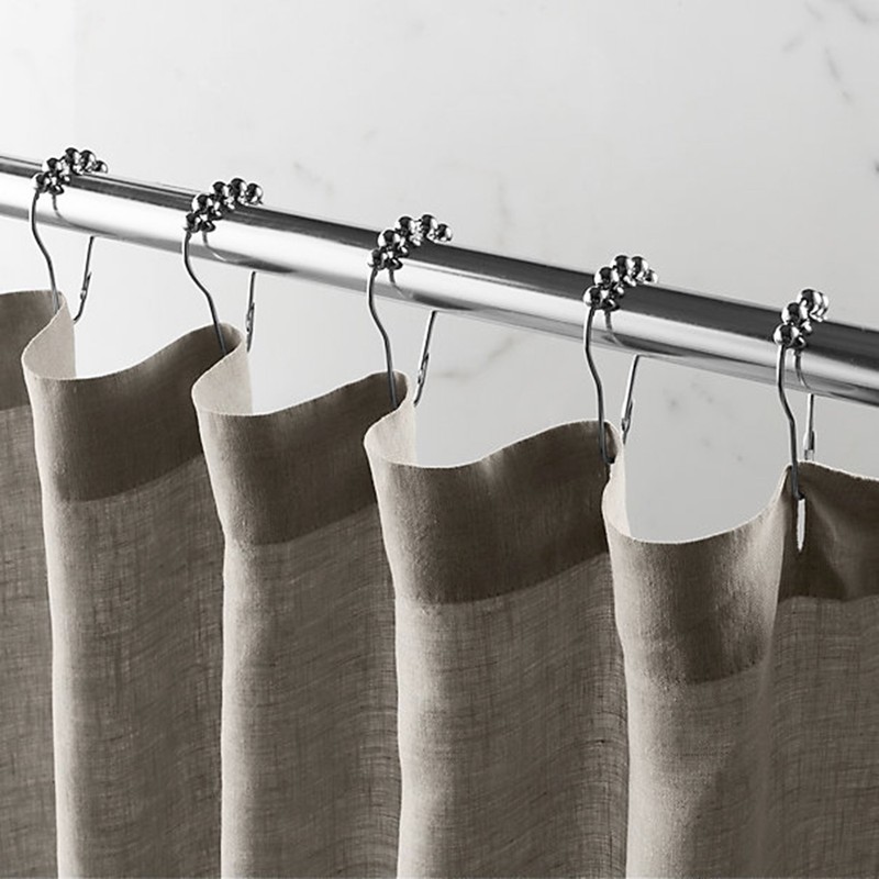 HUJI Heavy Duty Roller Shower Curtain Rings, Polished Chrome Set