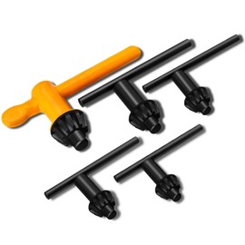 Hakkin 5 Sizes Replacement Drill Chuck Wrench Kit, 6mm, 10mm, 13mm, 16mm, 20mm Chuck Press Key Heavy Duty Carbon Steel Key Universal T Shaped Wrench