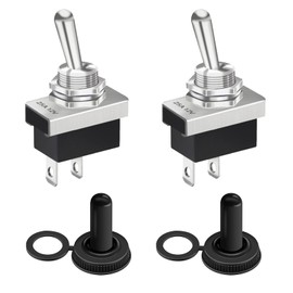 2 Pcs Metal Toggle Switch On/Off 12V 25A SPST 2 Position 2 Pin, Momentary Toggle Switch Waterproof Rocker KN3(D)-101 with Rubber Cover for Automotive, Electrical Projects, DIY and Power Equipment