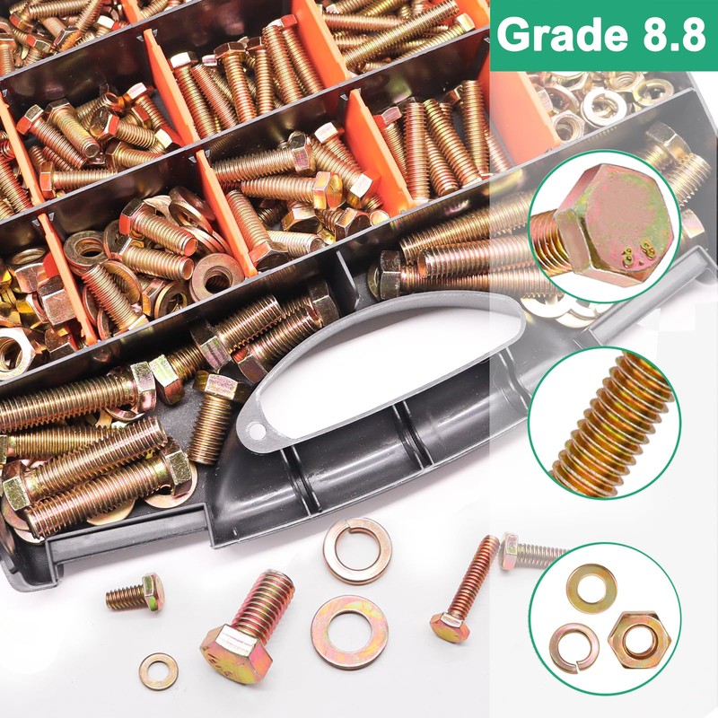 Twidec/808pcs Grade 8.8 Hex Head Nuts and Bolts Assortment Kit,SAE