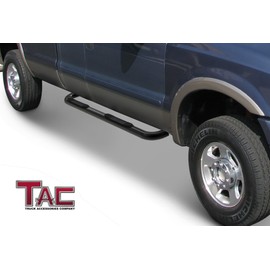TAC Side Steps Fit 2015-2024 Ford F150 Super Cab | 2017-2024 Ford F250 / F350 Super Duty Super Cab Truck Pickup Black Nerf Bars Running Boards Off Road Exterior Accessories (2 Pieces)
