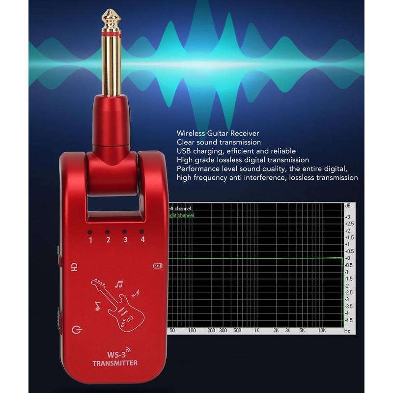 Wireless Guitar Transmitter Receiver Audio Transmission Upgraded USB Rechargeable Battery